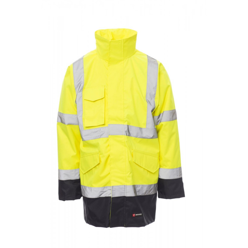 Parka 4 em 1 Alta Visibilidade Bicolor | Impermeável e Acolchoada Profissional